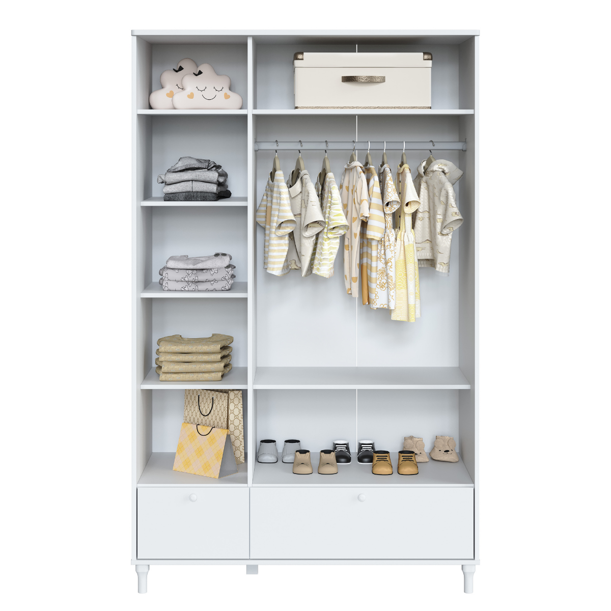 Roupeiro Fofura (3 Portas e 2 Gavetas)